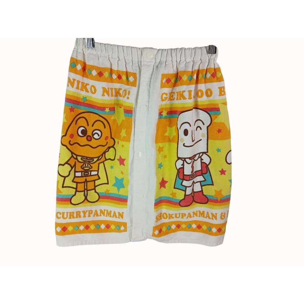 Ban Dai Anpanman Character Snap Button Kids Wrap Skirt Towel  Elastic Waist